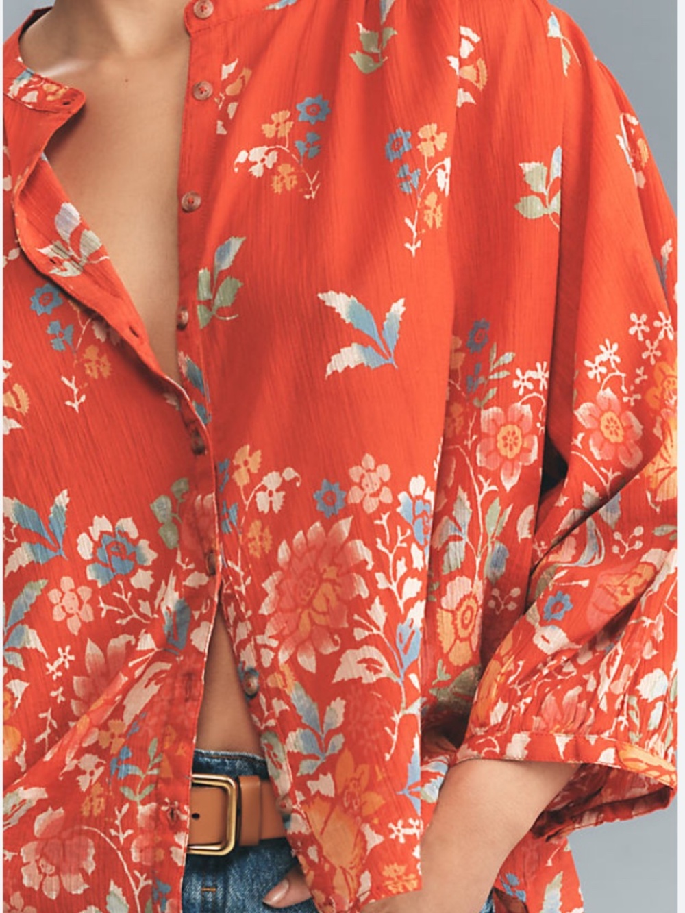 BOHEMIAN HIPPIE ARTSY FLORAL PILCRO BLOUSE